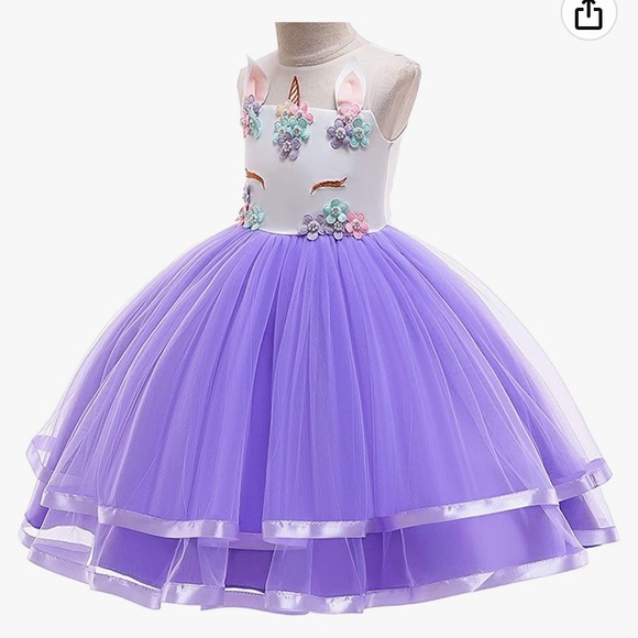 Princess Dresses for girls Unicorn Costume Flower Pageant Dress - Picture 3 of 7